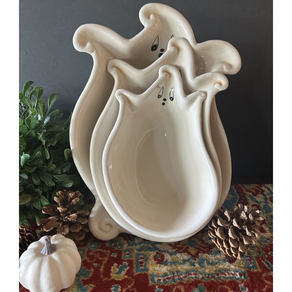 Johanna Parker Gus Ghost Nesting Serving Bowls Transpac Halloween Set Of 3 EC